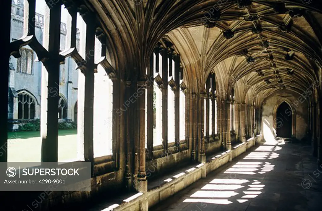 The cloisters, Lacock Abbey, Lacock, Wiltshire, England.