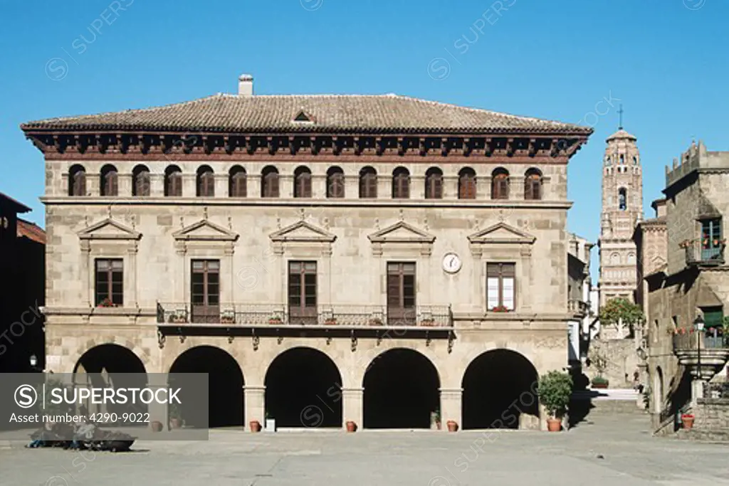 Main Building, Plaza Mayor, Poble Espanyol (Spanish Village) de Montjuic, Barcelona, Spain
