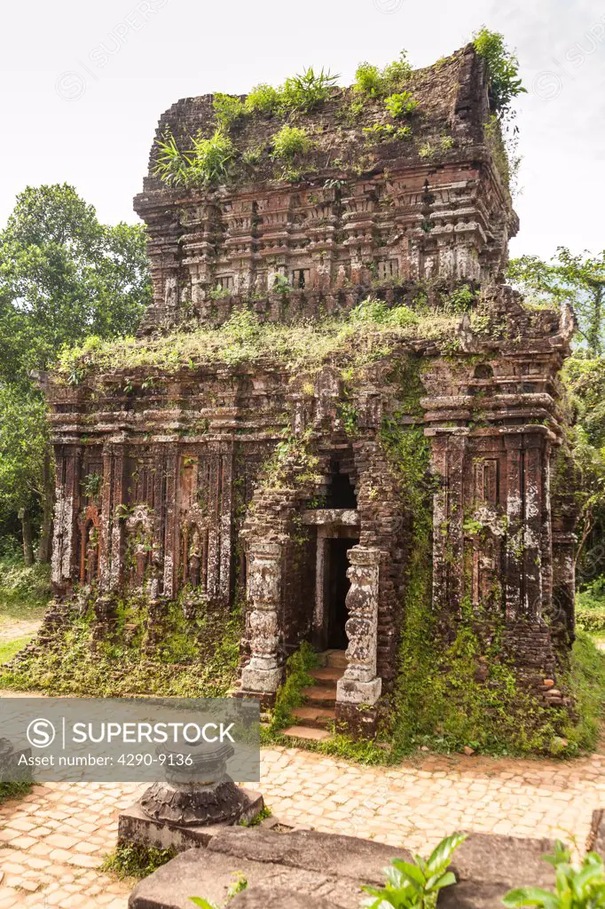 Vietnam, Quang Nam province, entrance to ruined repository at My Son sanctuary