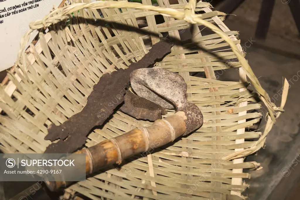 Vietnam, Saigon, Cu Chi, basket and primitive tools