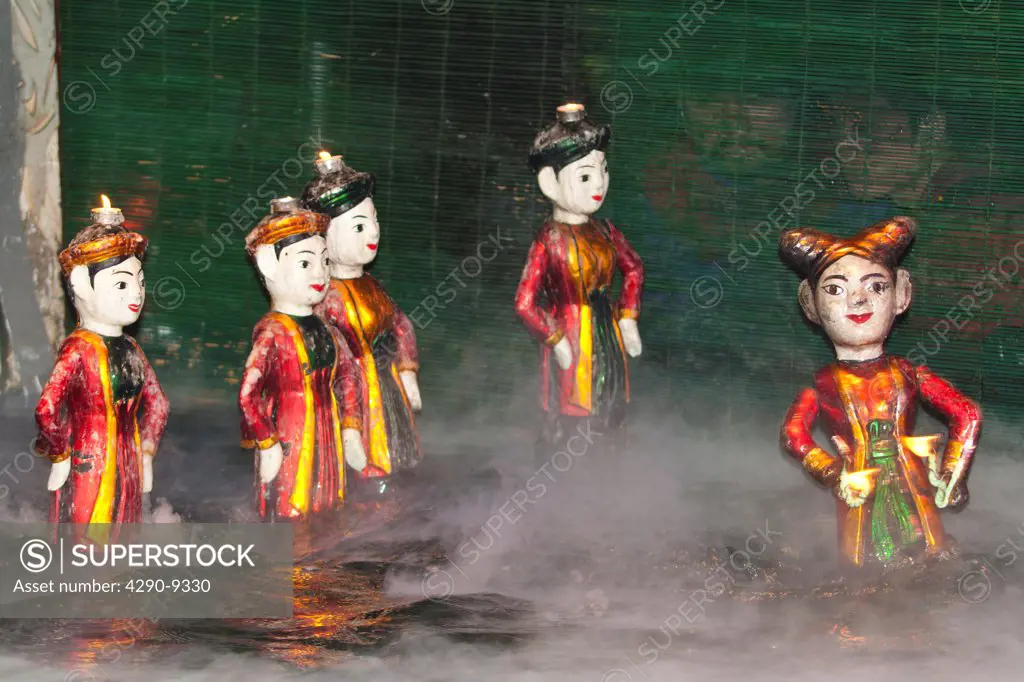 Vietnam, Hanoi, Thang Long Water Puppet Theatre, Water puppets, dancers dancing