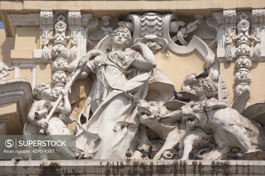 Vietnam, Ho Chi Minh City, Saigon, Carved statues on People's Committee Building, formerly Hotel de Ville,