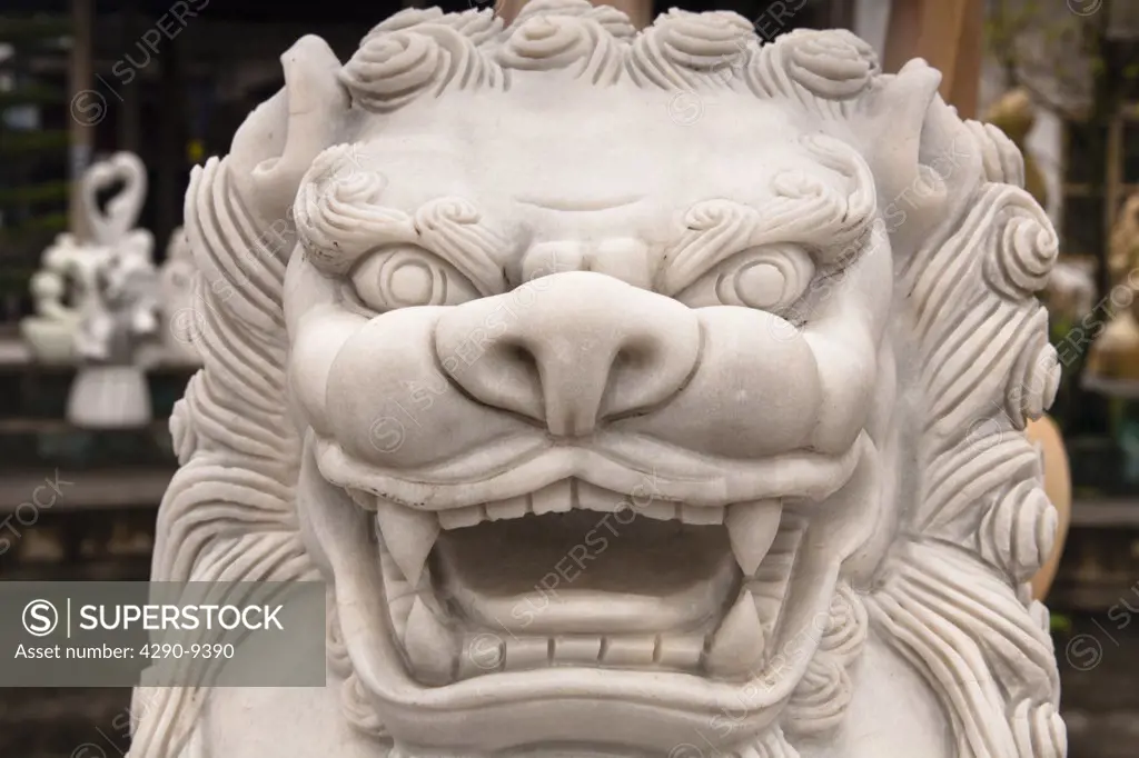 Vietnam, Hai Duong, Stone carving of lion,