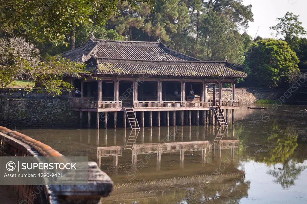 Vietnam, near Hue, Xung Khiem Pavilion beside Luu Khiem Lake at tomb of Emperor Tu Duc,