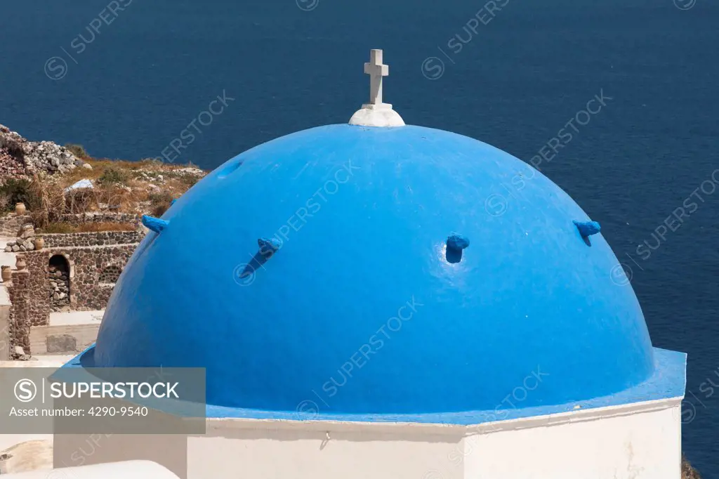 Blue dome of Anastasi Church, Oia, Santorini, Greece