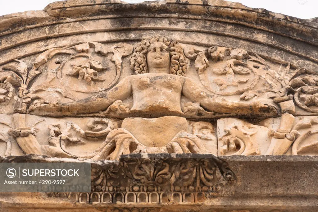 Medusa relief, Temple of Hadrian, Curetes Street, Ephesus, Turkey