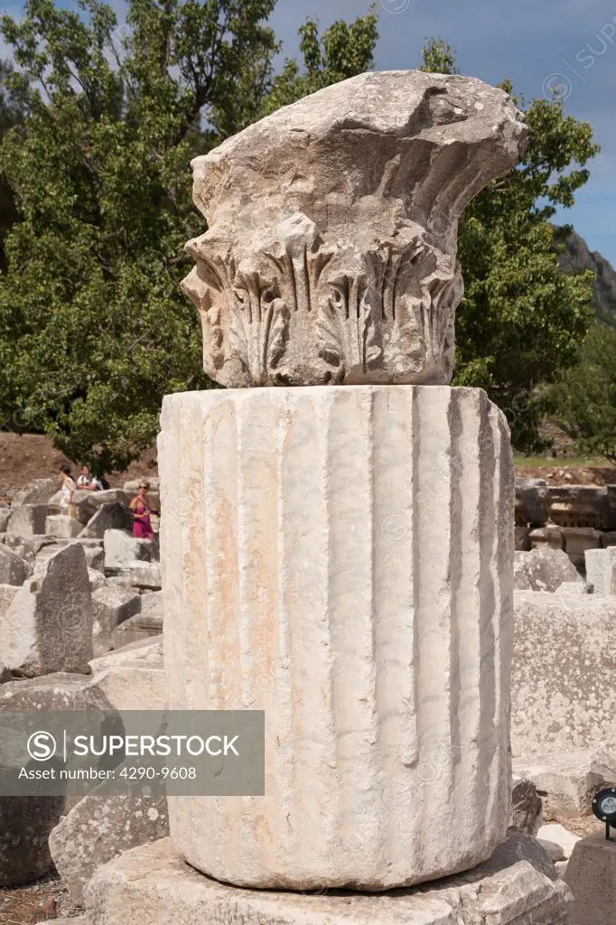 Carved stone column, Ephesus, Turkey