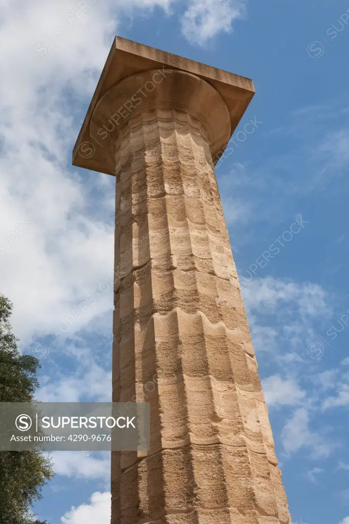 An ancient column in the Temple of Zeus, Olympia, Greece
