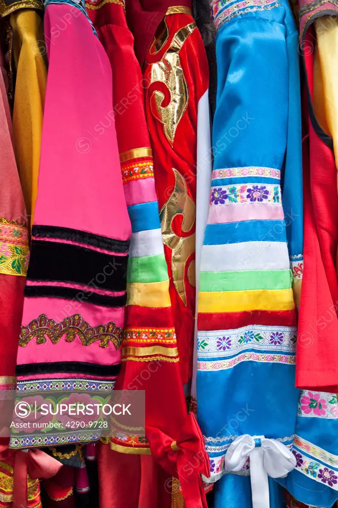 Colourful Chinese silk clothing for sale, Yunnan Province, China