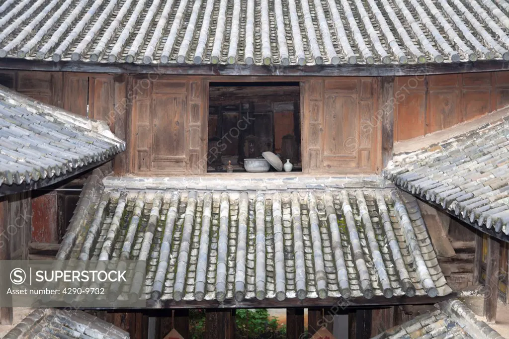 Roof tiles and exhibits, Yunnan Horse Caravan Cultural Museum, Yunnanyi, Yunnan Province, China