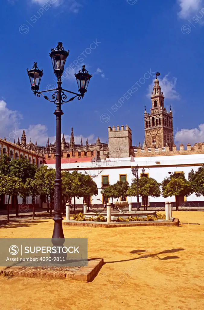Seville Cathedral and Patio de Banderas, Seville, Spain
