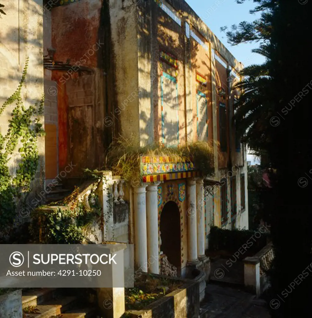 Dilapidated exterior of house in France