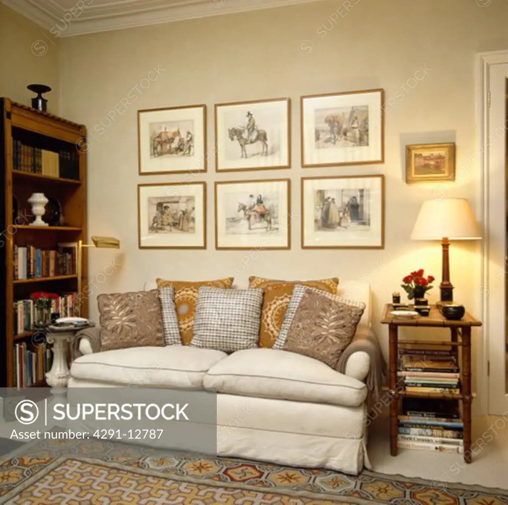 Cream sofa in traditional living room