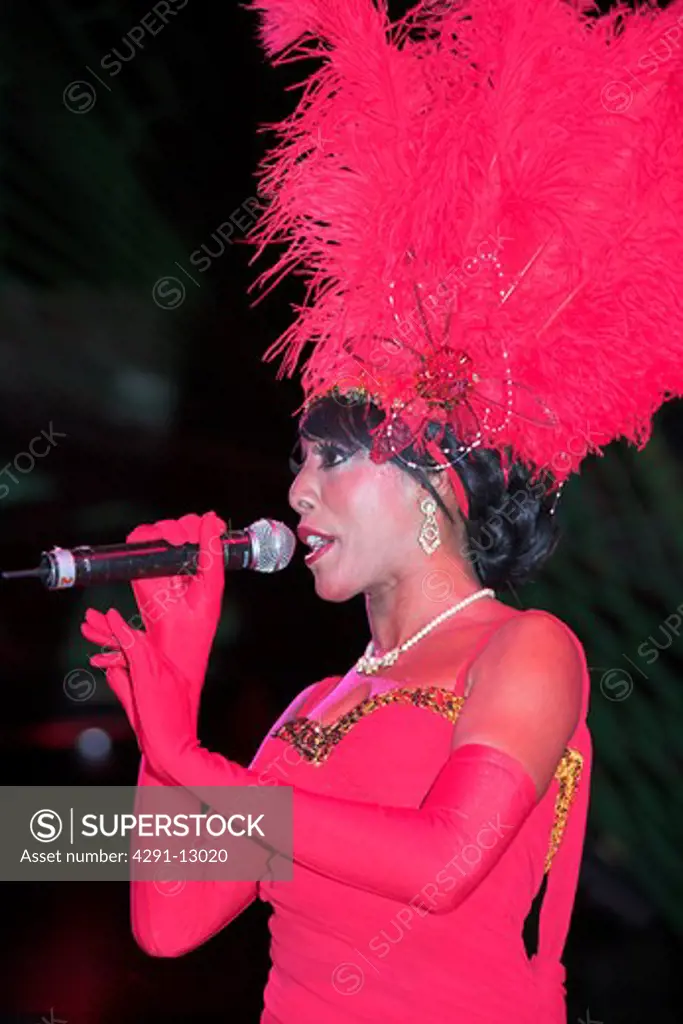 Singer performing at La Tropicana nightclub, Havana, Cuba