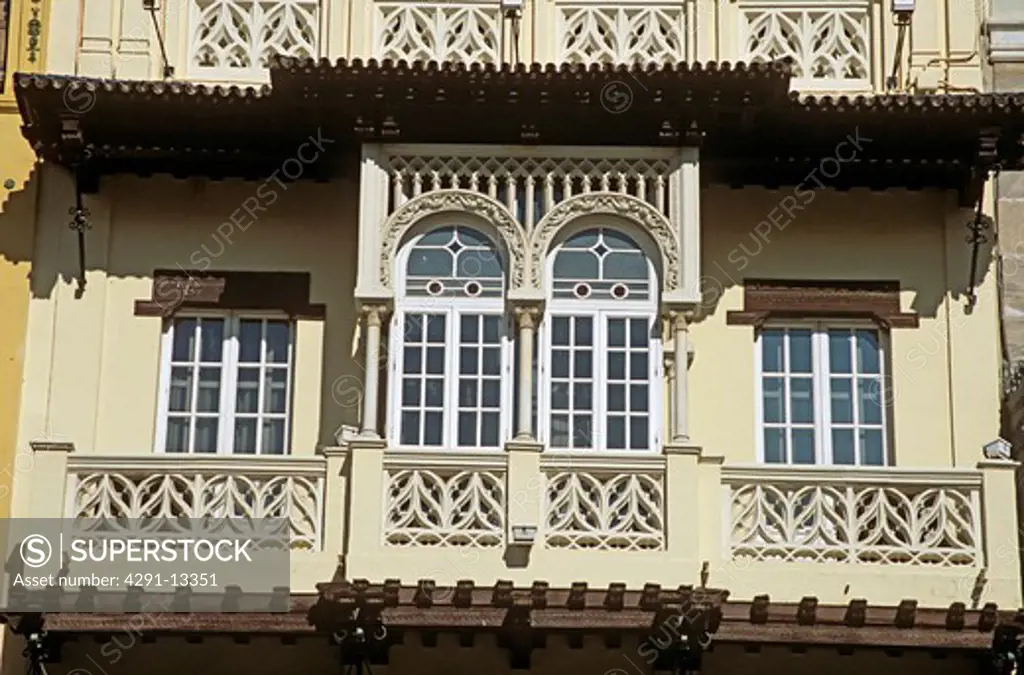 Balcony of building in Plaza de San Francisco, Seville, Spain