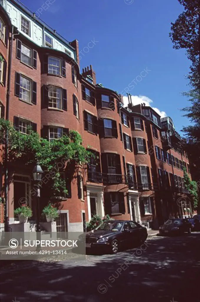 Red brick buildings, Beacon Hill area, Boston, Massachusetts, New England, USA