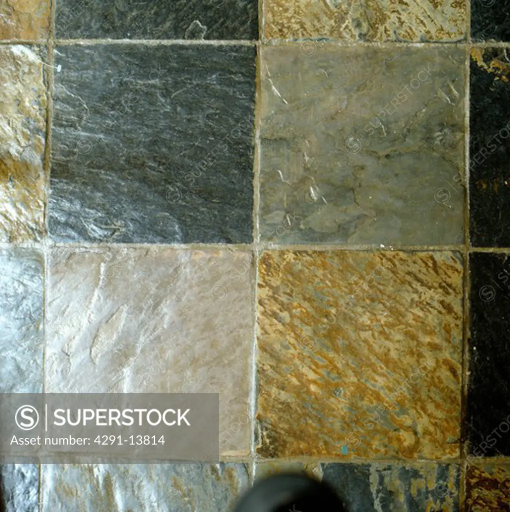 Close-up of slate floor tiles