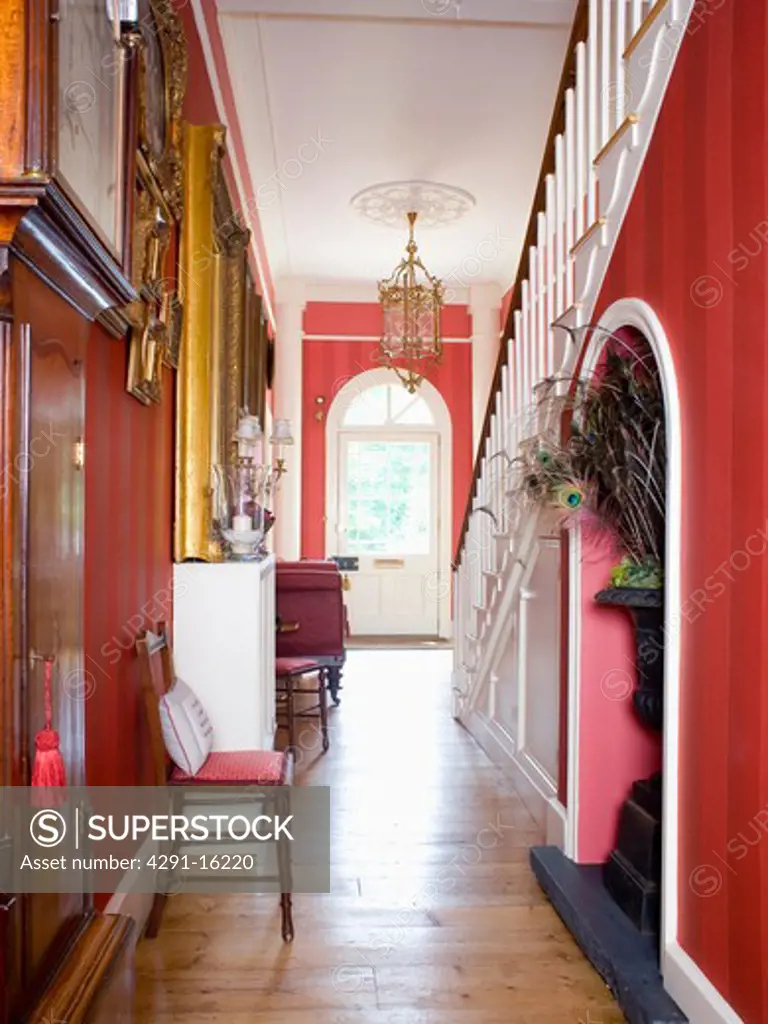 Wooden flooring in red country hall