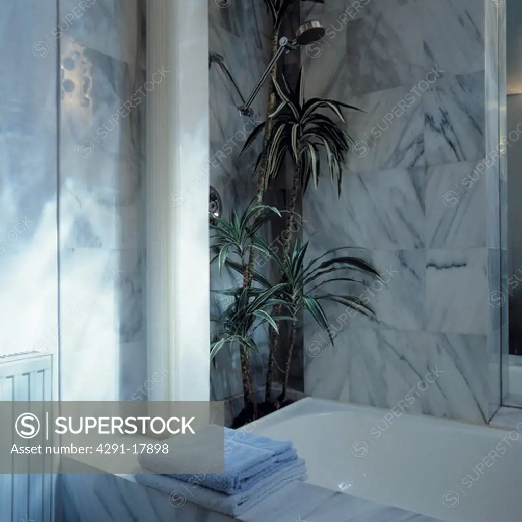 Grey marbled bathroom in modern neo clasical style