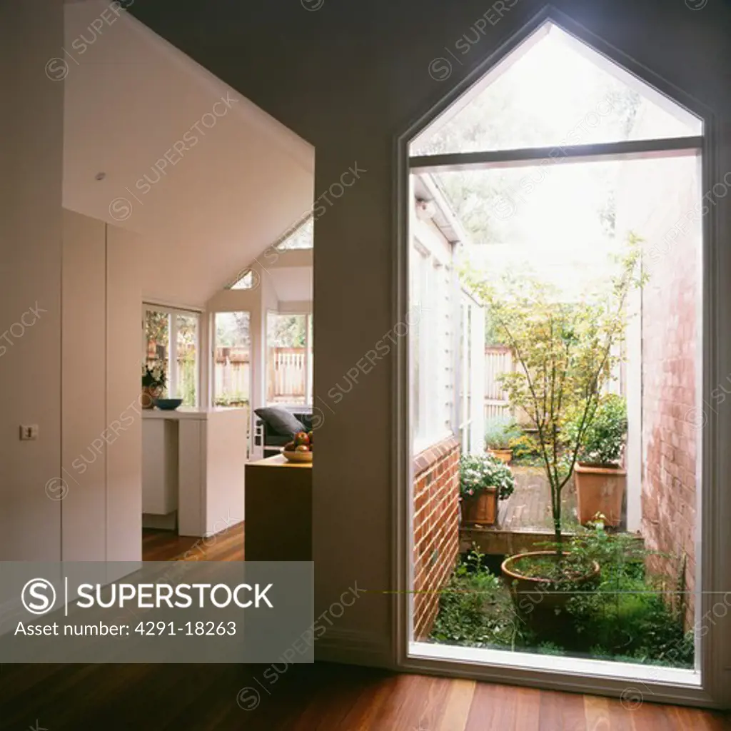 Small atrium in modern white hall