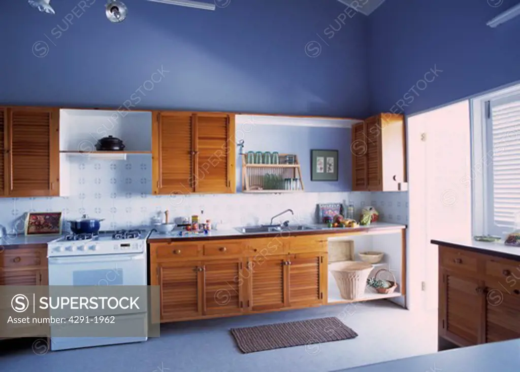 Kitchen with Blue Walls.