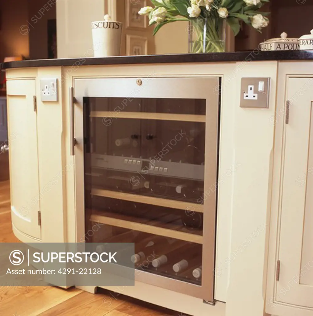 Close-up of built-in wine cooler