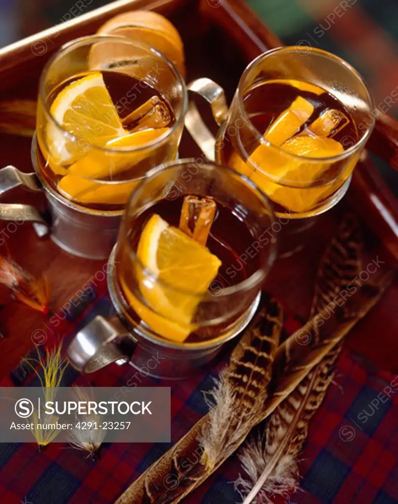 Close-up of glasses of hot toddy