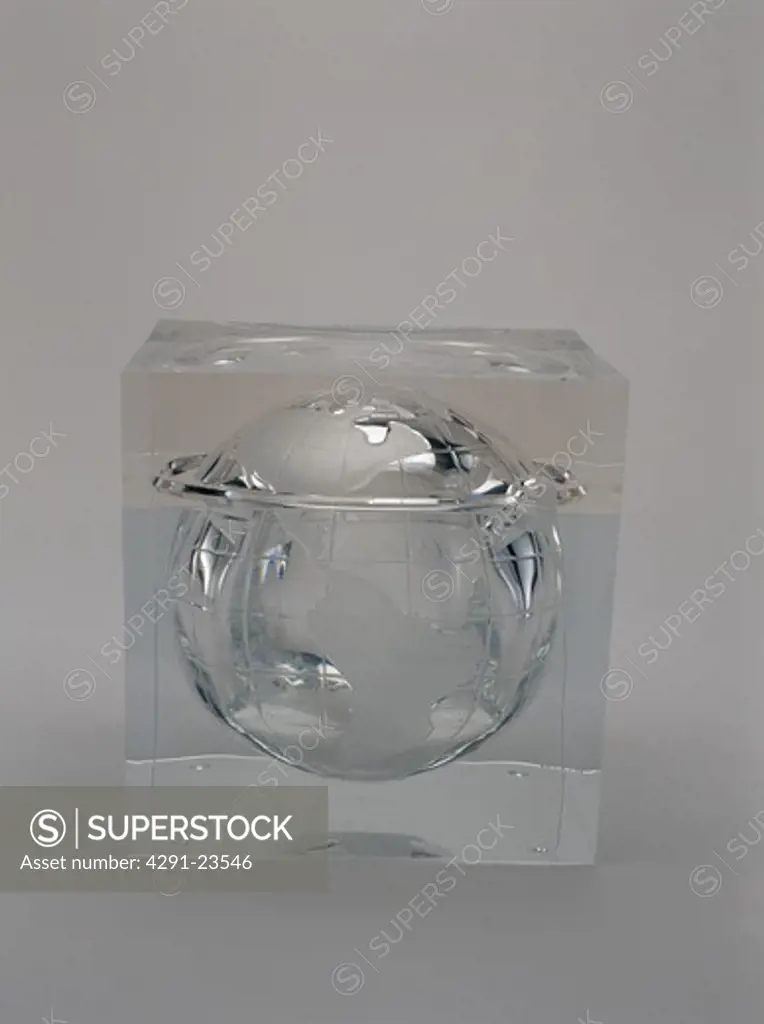 Close-up of Planet Earth glass ice bucket