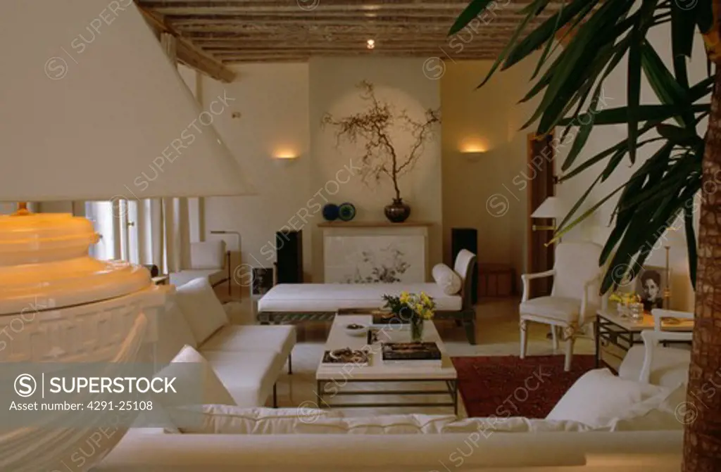 White sofas in modern white country living room