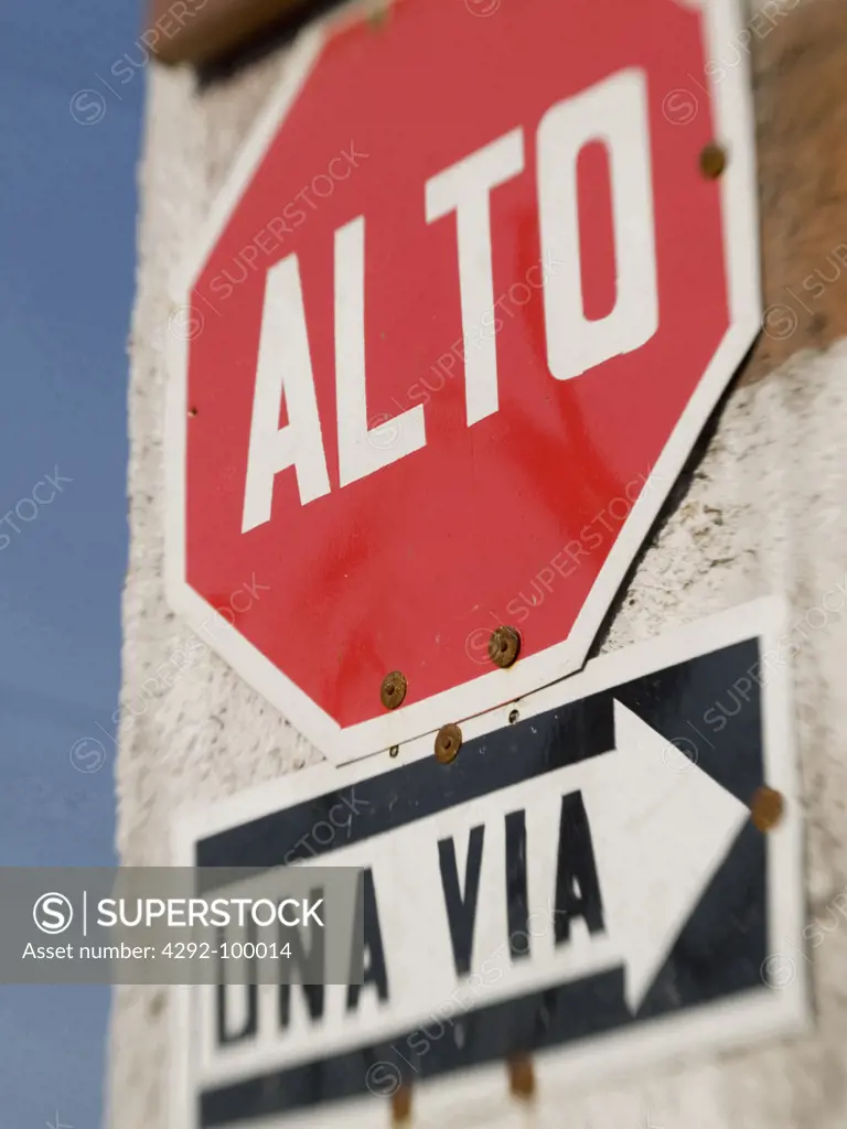 Guatemala, close-up of stop road sign