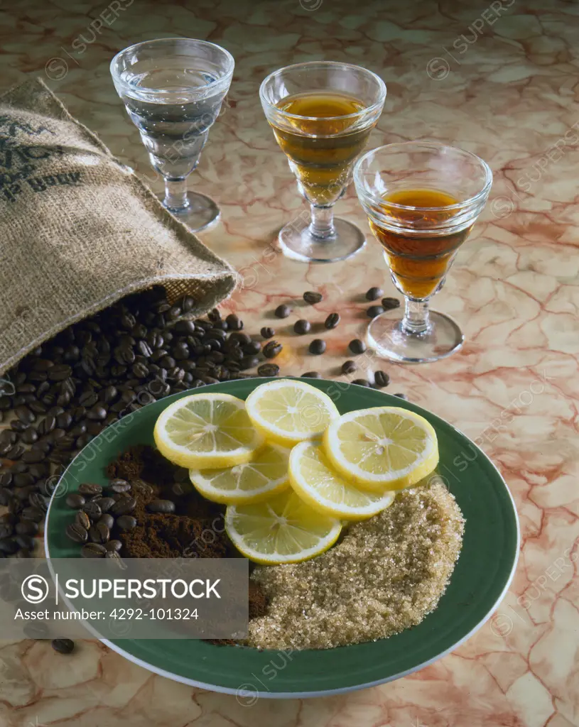 Rum, lemons, sugarcane and coffee