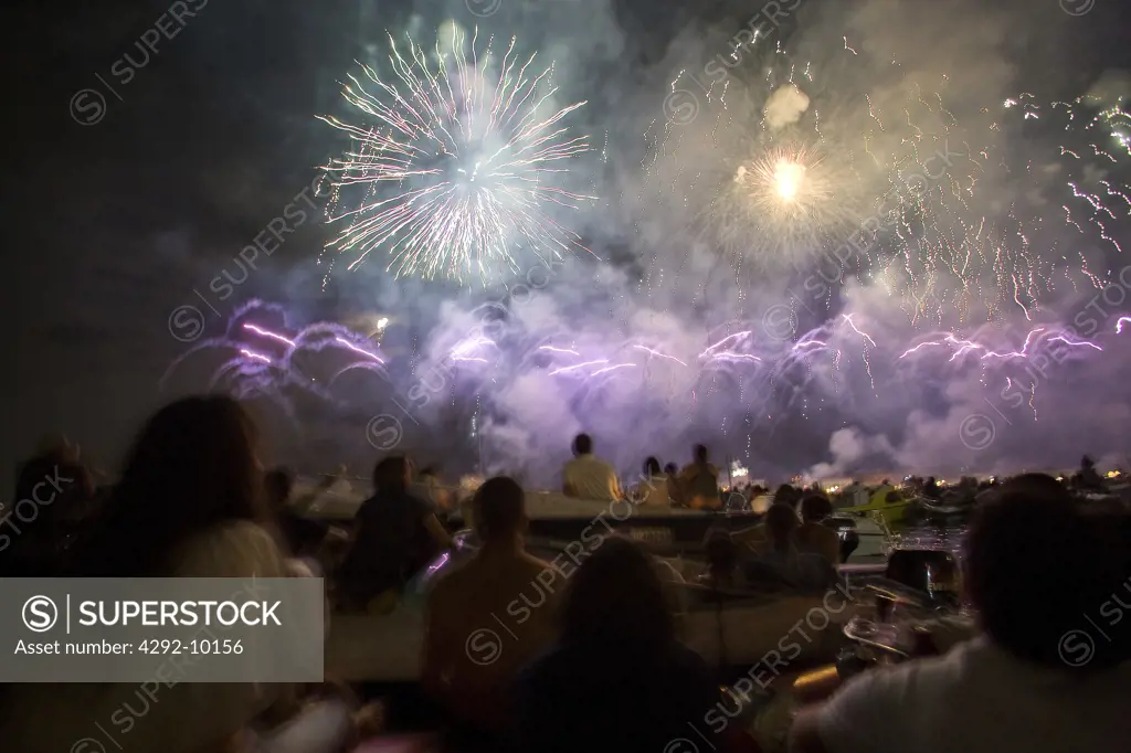 Italy, Veneto, Venice, Fireworks For the Festa del Redentore