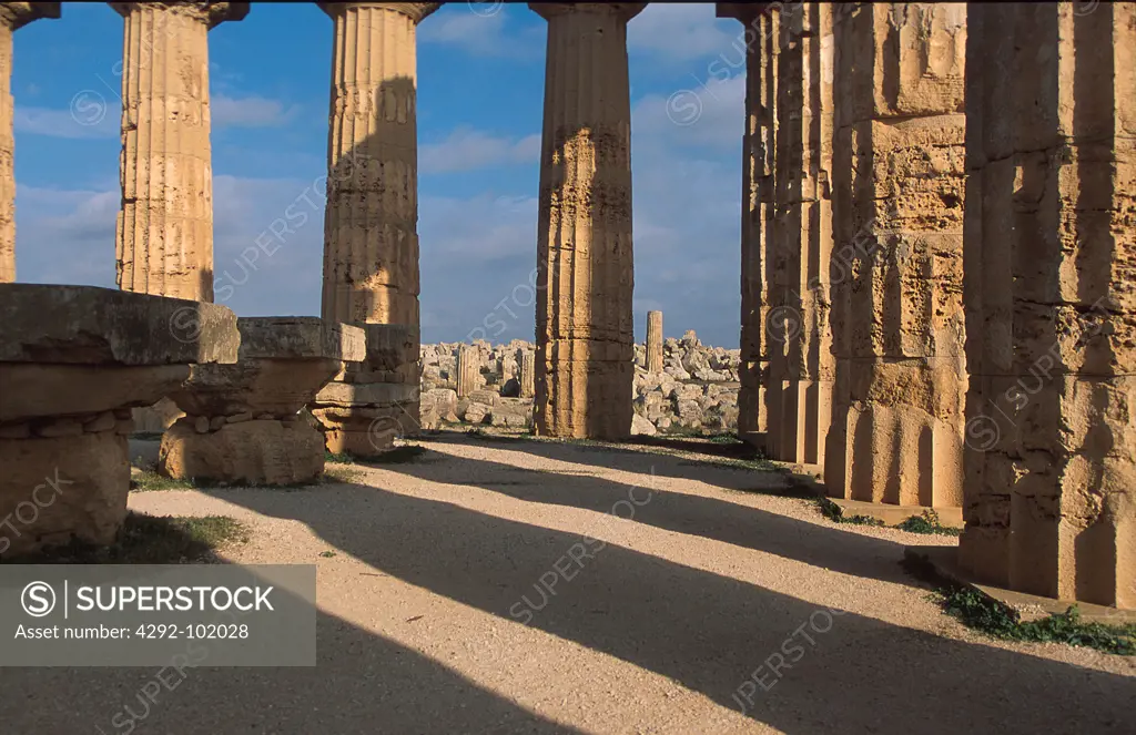 Italy, Sicily, Selinunte Greek ruins of G temple