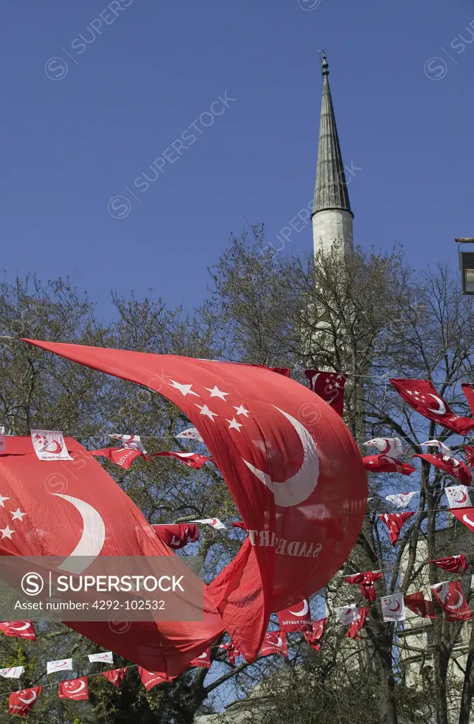 Turkey, Istanbul, Uskudar, turkish flag