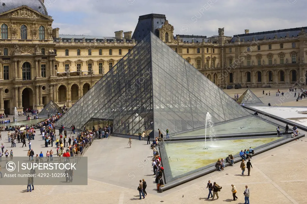 France, Paris, the Louvre and the pyramid