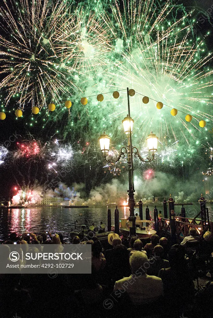 Italy, Veneto, Venice, fireworks for the Festa del Redentore