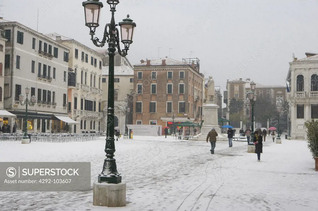 Italy, Veneto, Venice, Campo Santo Stefano in Winter