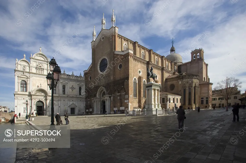 Italy, Veneto, Venice, Campo SS Giovanni e Paolo, church and Scuola Grande di San Marco