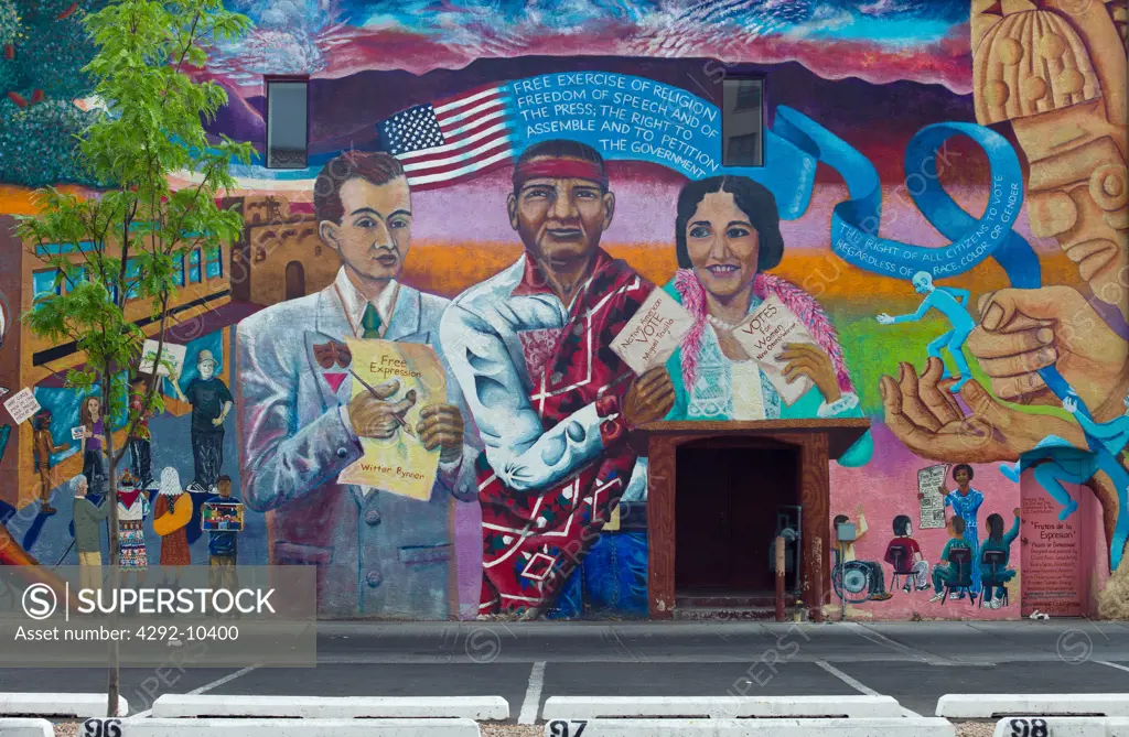 USA, New Mexico, Albuquerque, mural on Route 66