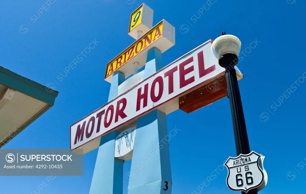 USA, Arizona, Williams, motel sign on Route 66