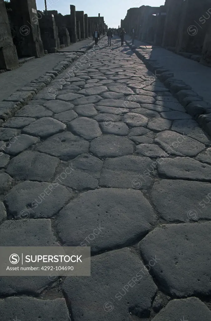 Italy, Campania, Pompei, cobblestone