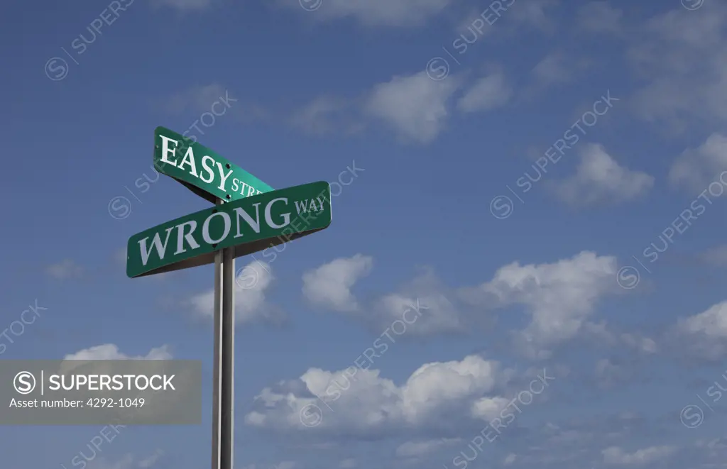 Street Sign Indicating Wrong Way