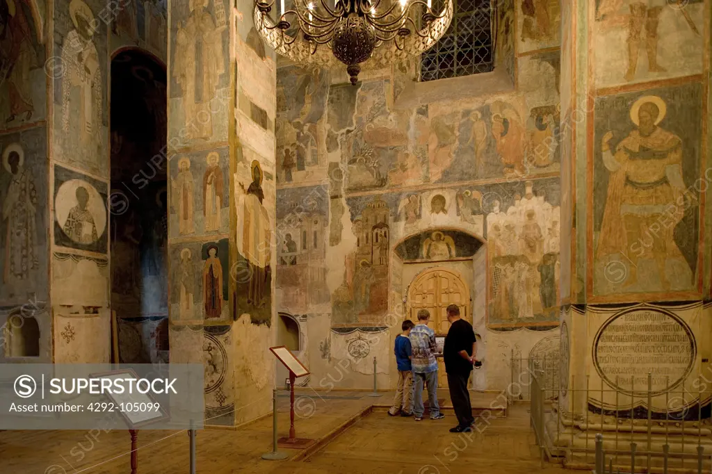 Russia, Yaroslavl, Monastery of Our Savior, Cathedral of the Transfiguration, interior fresco's