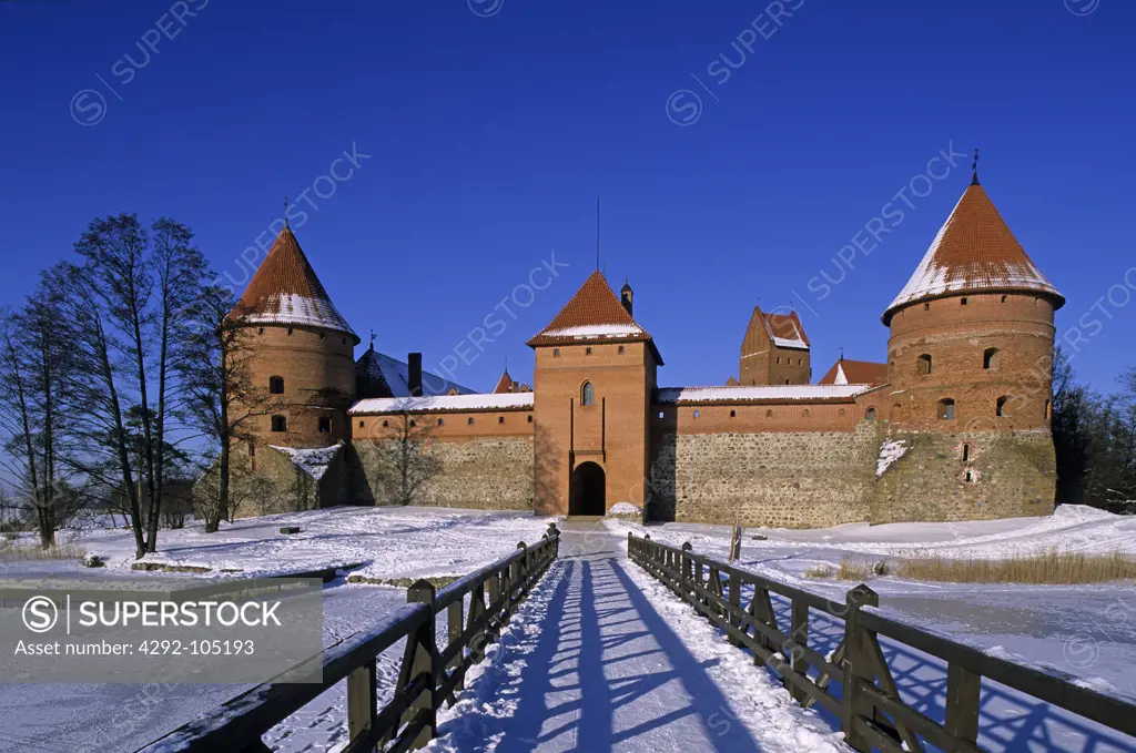 Lithuania, Trakai,Lake Galve,Gothic castle.