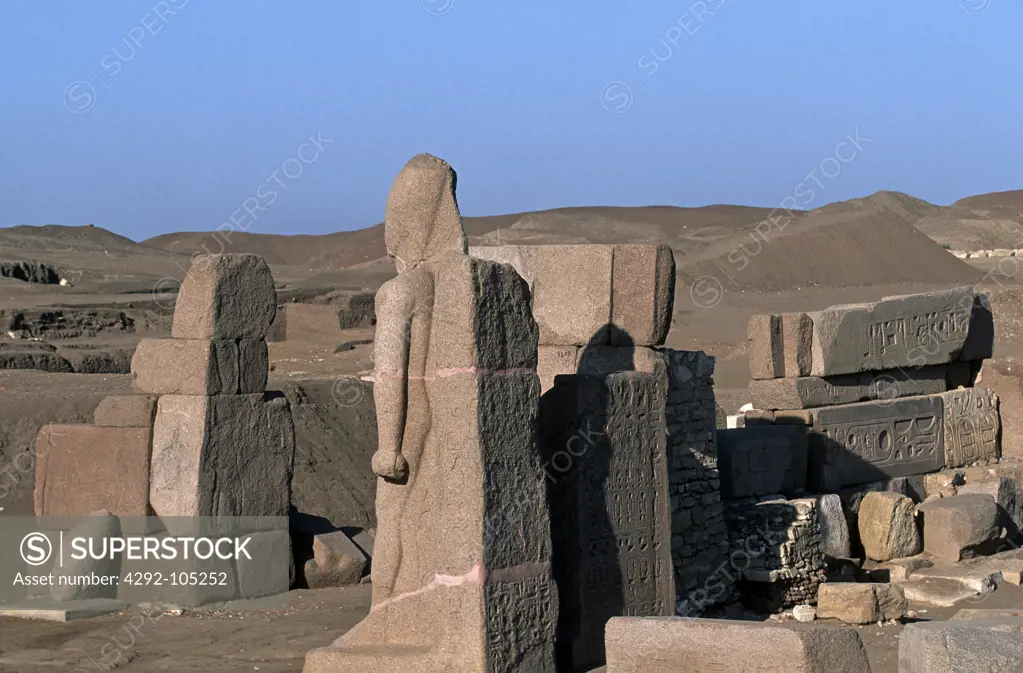 Egypt, Tanis, Ruins of temple of Anta, monumental doors of Chehchonq III