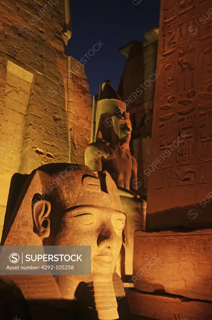 Egypt, Luxor, Temple of Luxor at night
