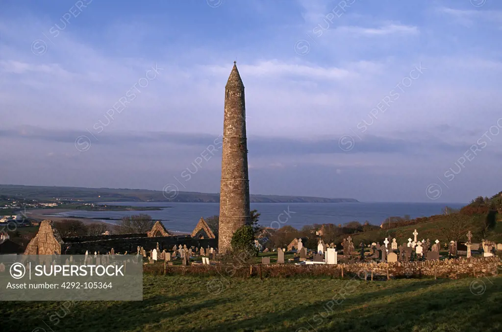 Ireland,Waterford,Ardmore, Round tower and old cemetry