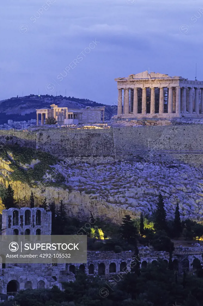 Greece, Athens, The Acropolis with the Parthenon temple