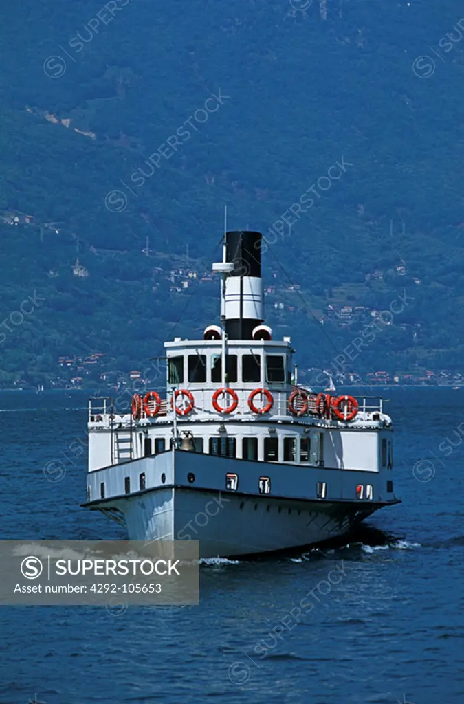Italy, Lombardy, Lake Como, tourist  boat