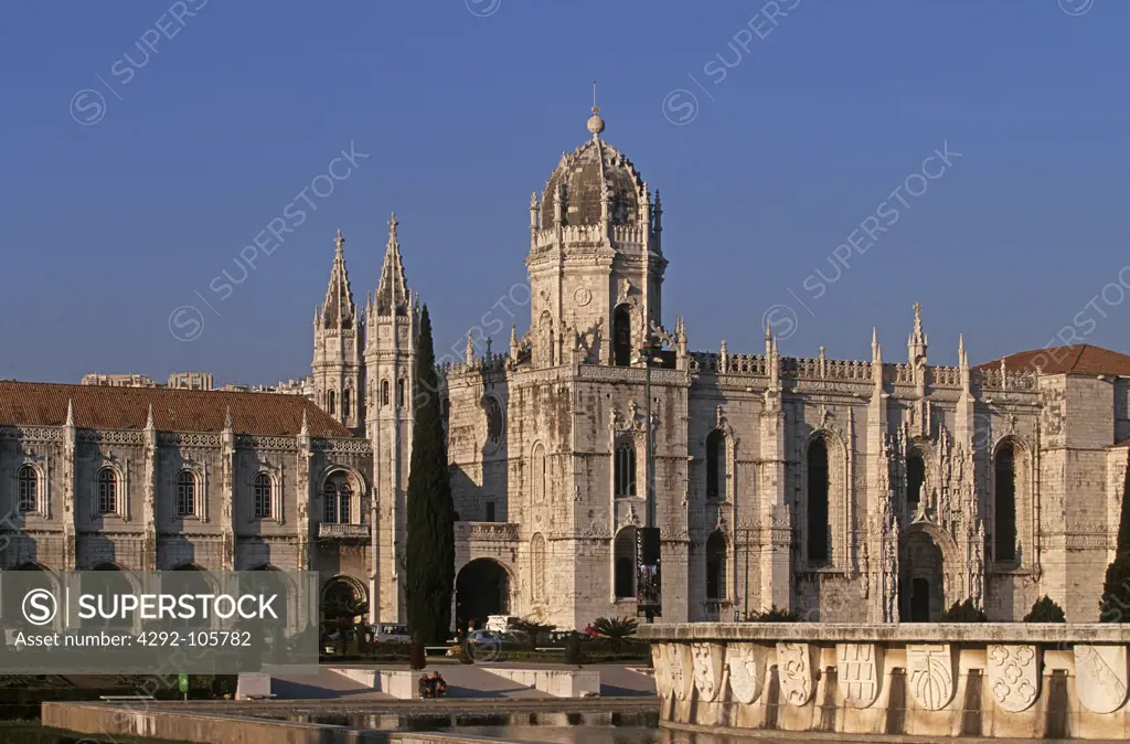 Portugal, Lisbon, Facade of Jeronimos monastery